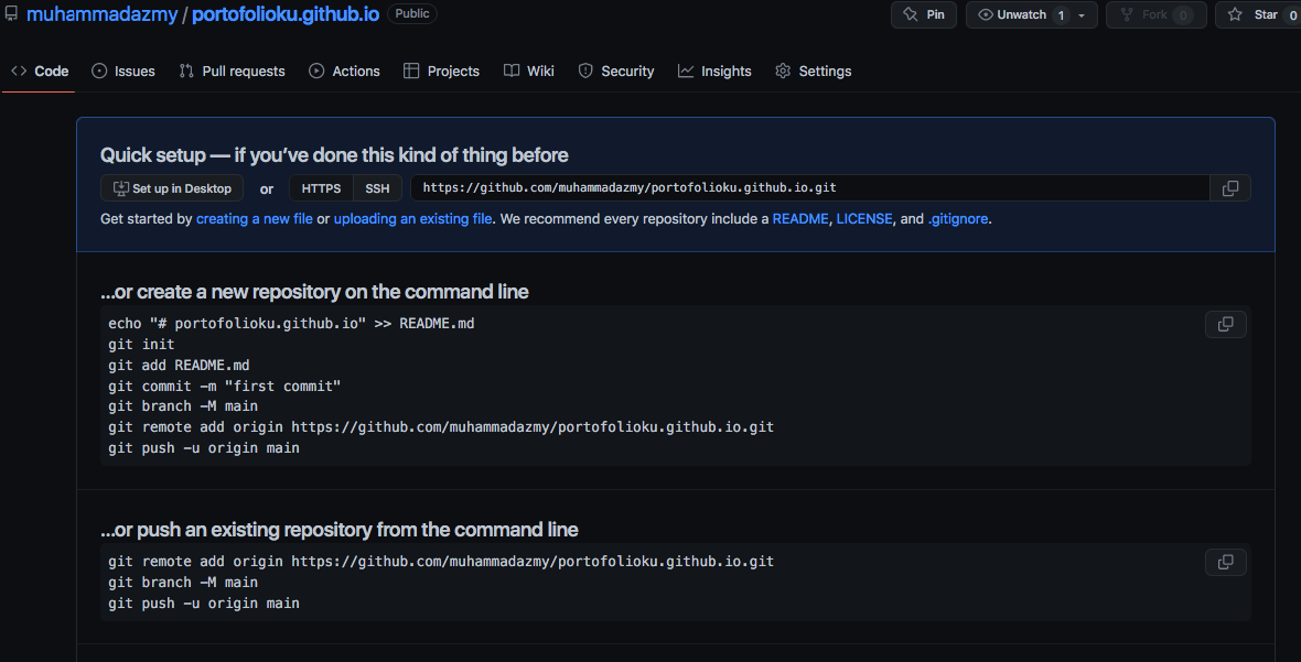 Portofolio Muhammad Azmi | Cara Gampang Upload/Deploy Project ke Github